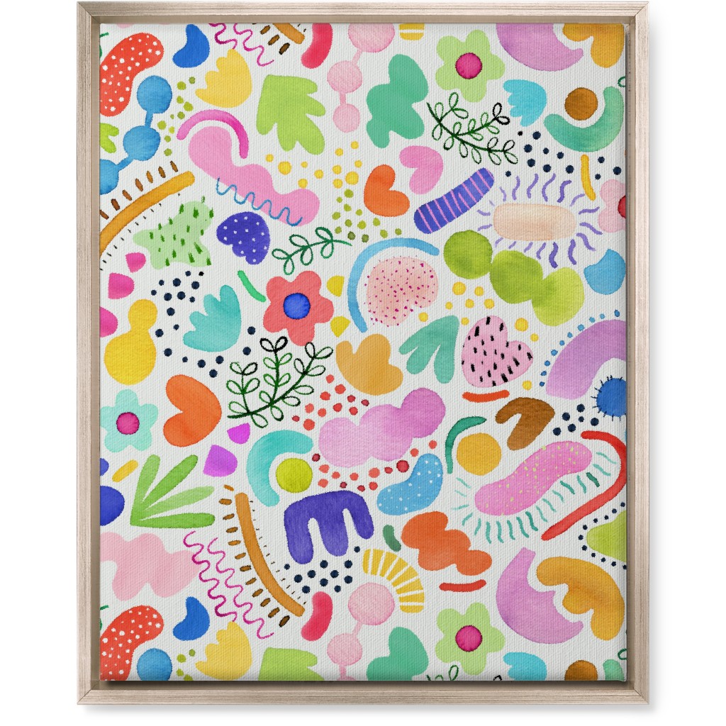 Playful Abstract Shapes - Bold Wall Art, Metallic, Single piece, Canvas, 16x20, Multicolor