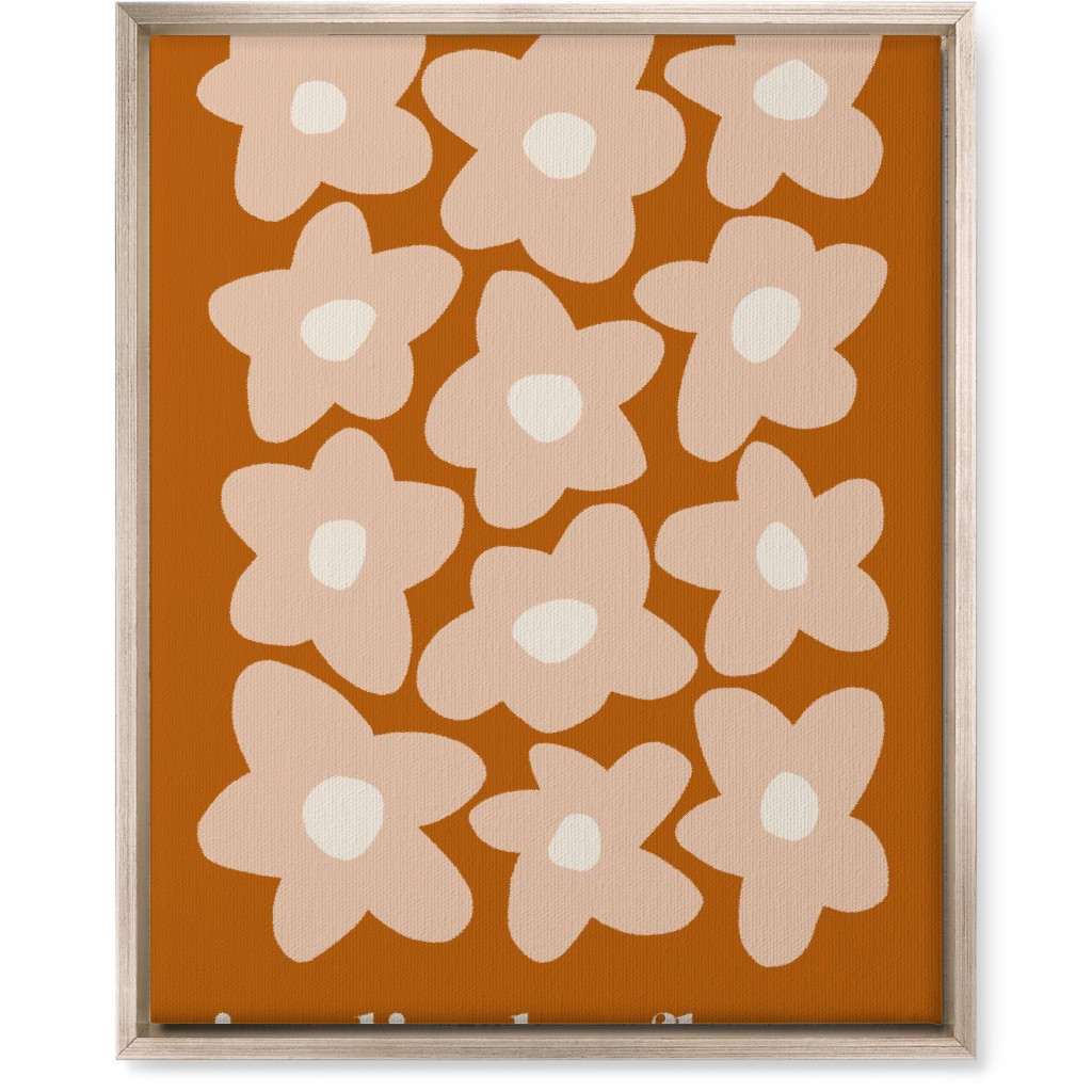 Botanical Graphic Retro Flower Garden Wall Art, Metallic, Single piece, Canvas, 16x20, Orange