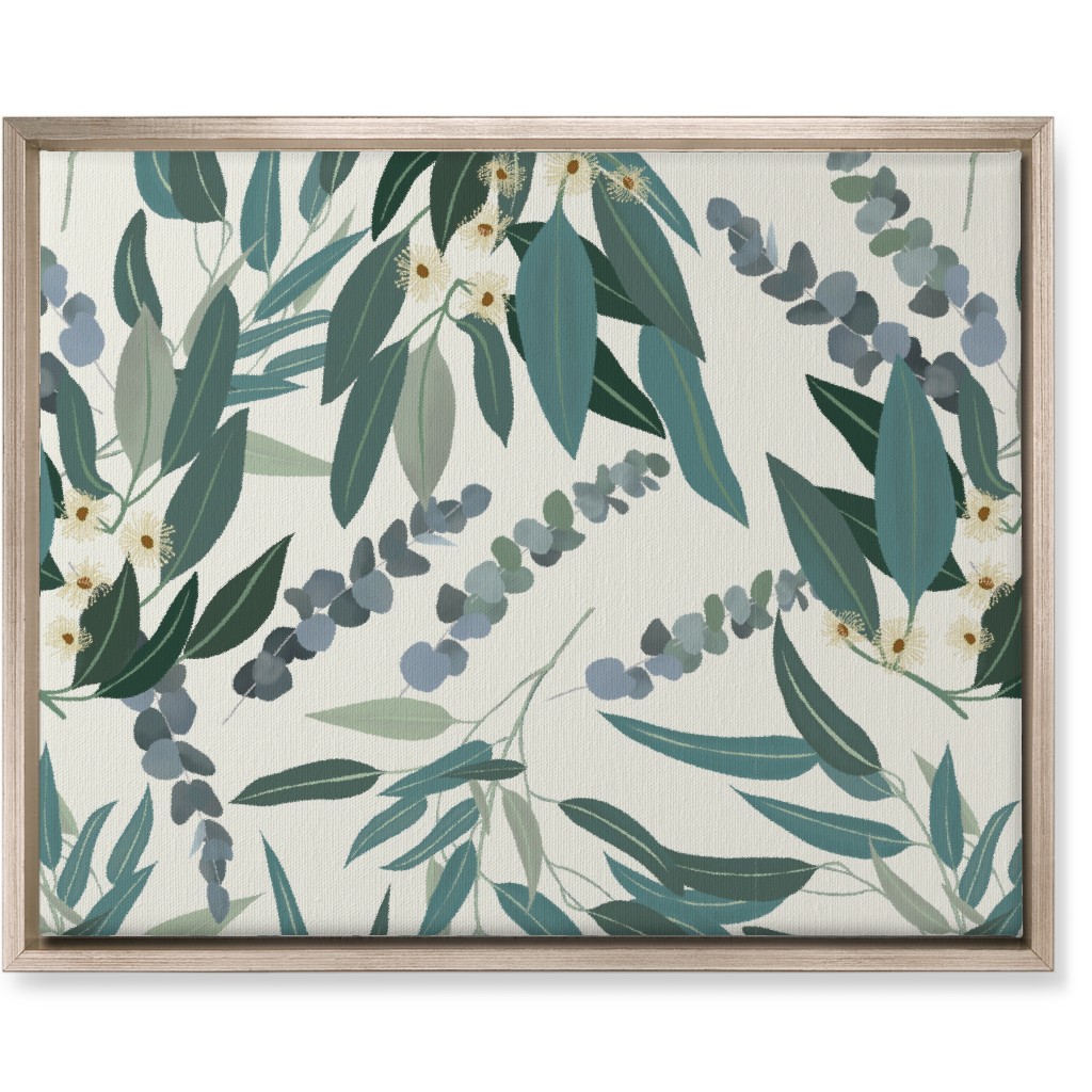 Eucalyptus - Green on White Wall Art, Metallic, Single piece, Canvas, 16x20, Green