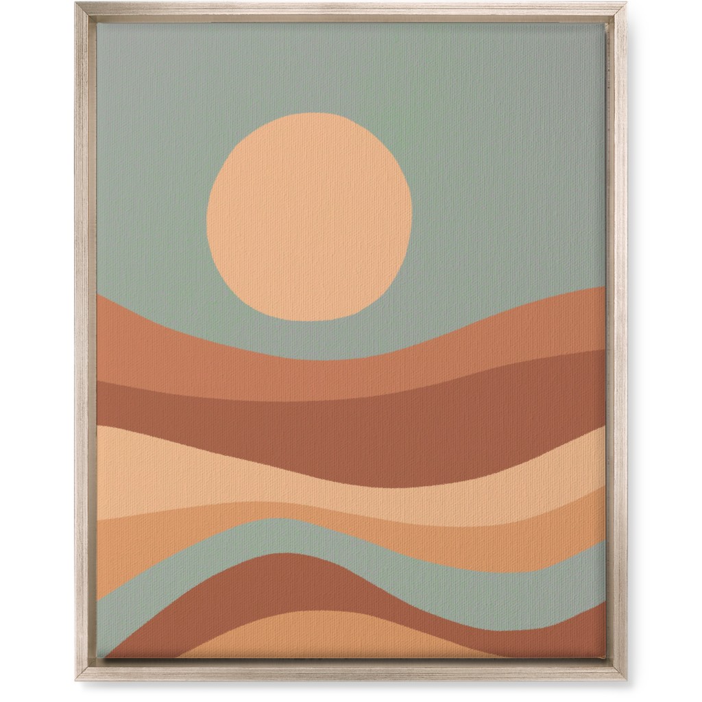 Tropical Seaside Sunrise With Waves - Blue and Orange Wall Art, Metallic, Single piece, Canvas, 16x20, Multicolor