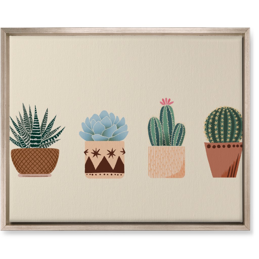 Cactus and Succulent Plants - Neutral Wall Art, Metallic, Single piece, Canvas, 16x20, Beige, Pearl