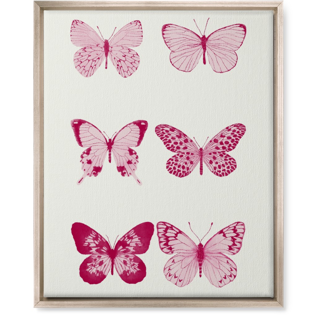 Butterflies Pairs Wall Art, Metallic, Single piece, Canvas, 16x20, Pink, Hot Pink