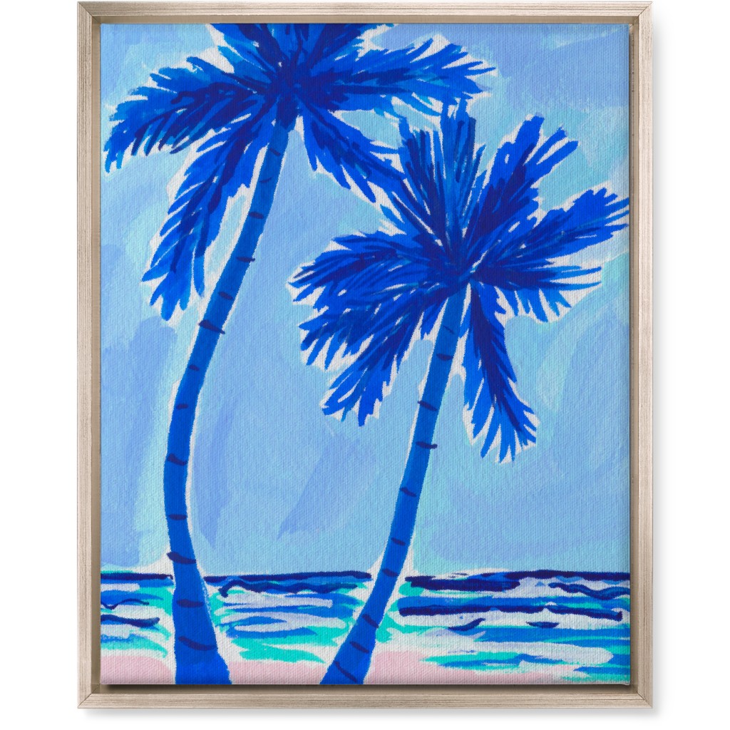 Palm Beach Vibes - Blue Wall Art, Metallic, Single piece, Canvas, 16x20, Blue, True Blue