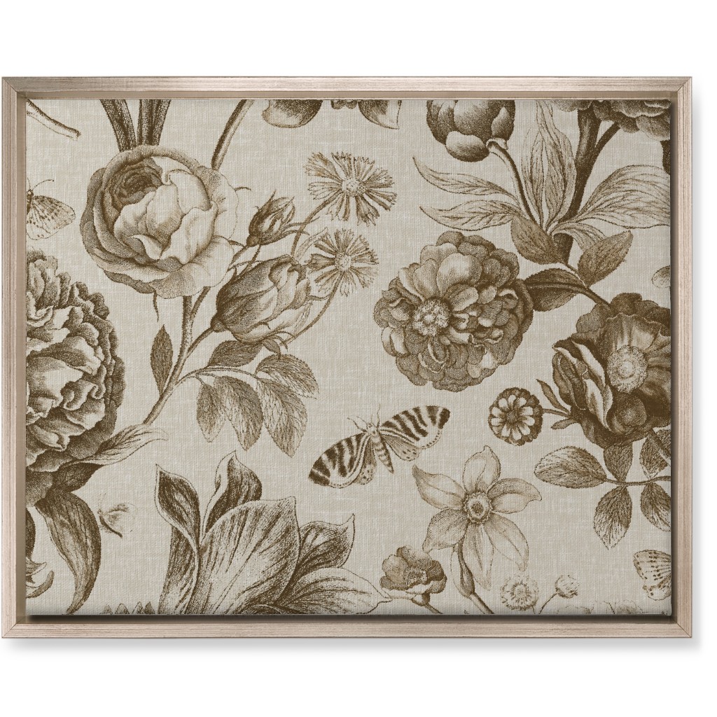 Windsor Botanical in Oyster Wall Art, Metallic, Single piece, Canvas, 16x20, Brown