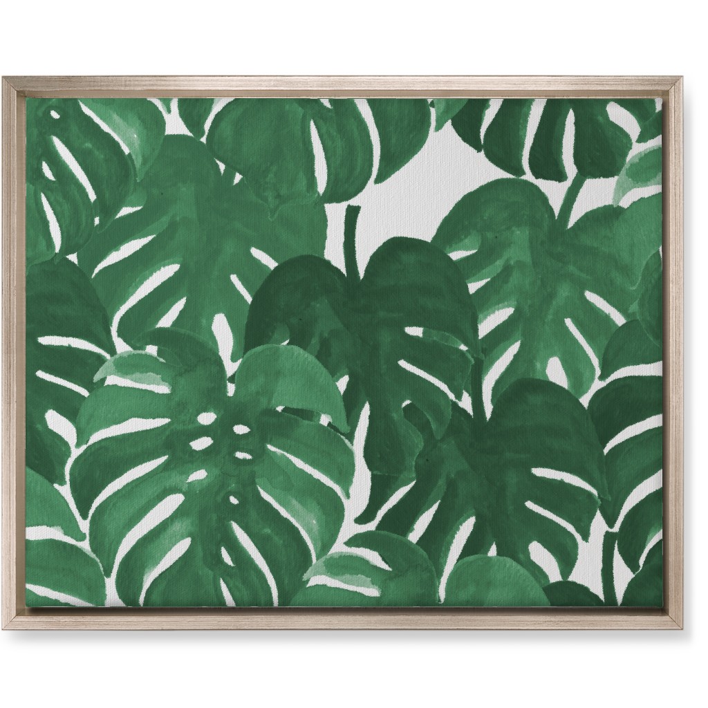 Tropical Palms - Green Wall Art, Metallic, Single piece, Canvas, 16x20, Green, Classic Green