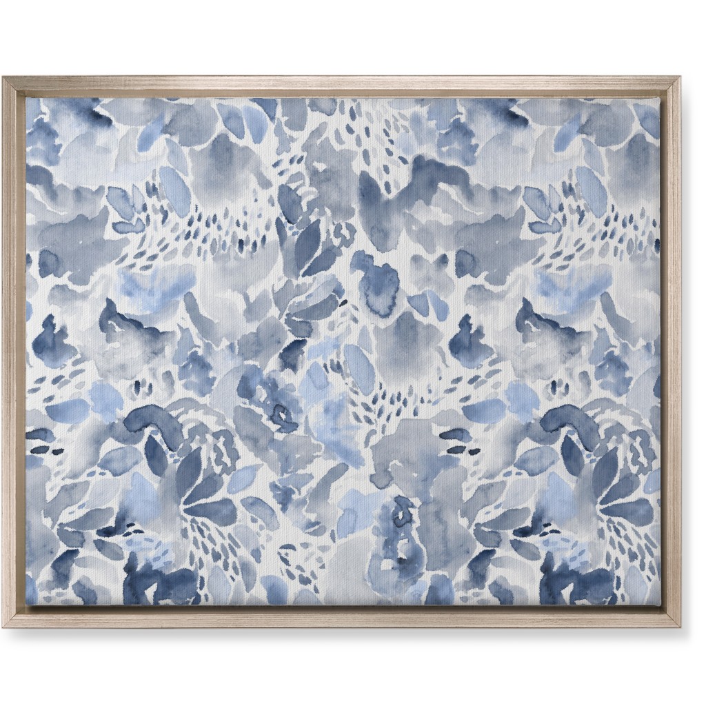 Happy Abstract Watercolor Wall Art, Metallic, Single piece, Canvas, 16x20, Blue