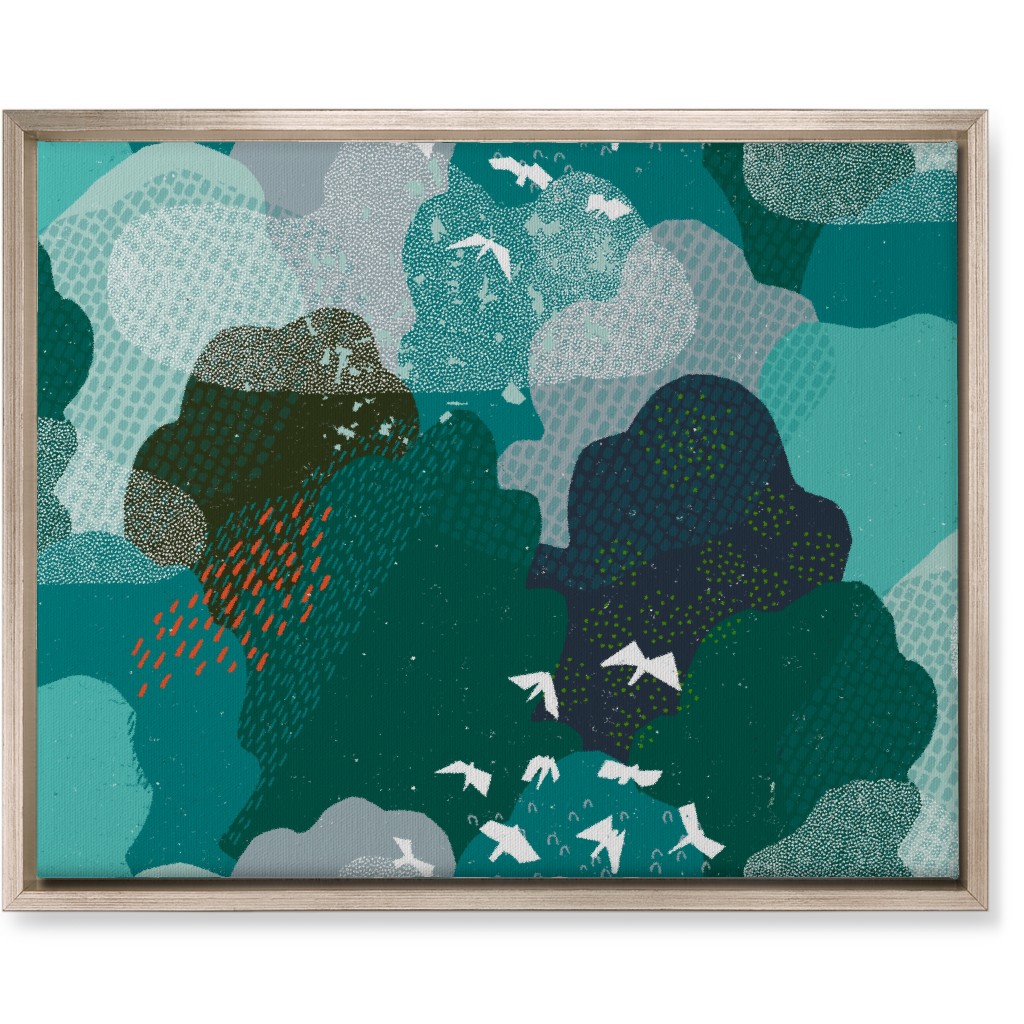 Forest Bird's Eye View - Green Wall Art, Metallic, Single piece, Canvas, 16x20, Green