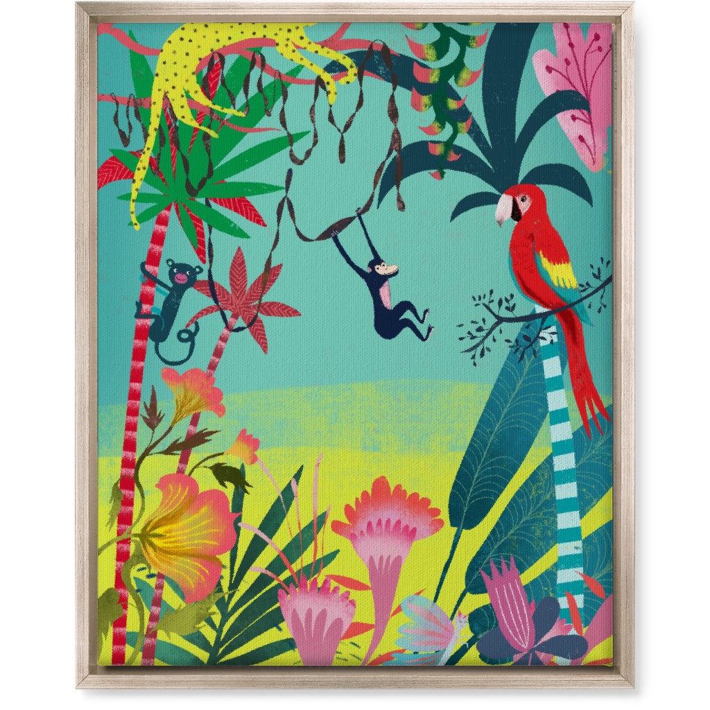 Jungle Animals & Botanical - Multi Wall Art, Metallic, Single piece, Canvas, 16x20, Multicolor