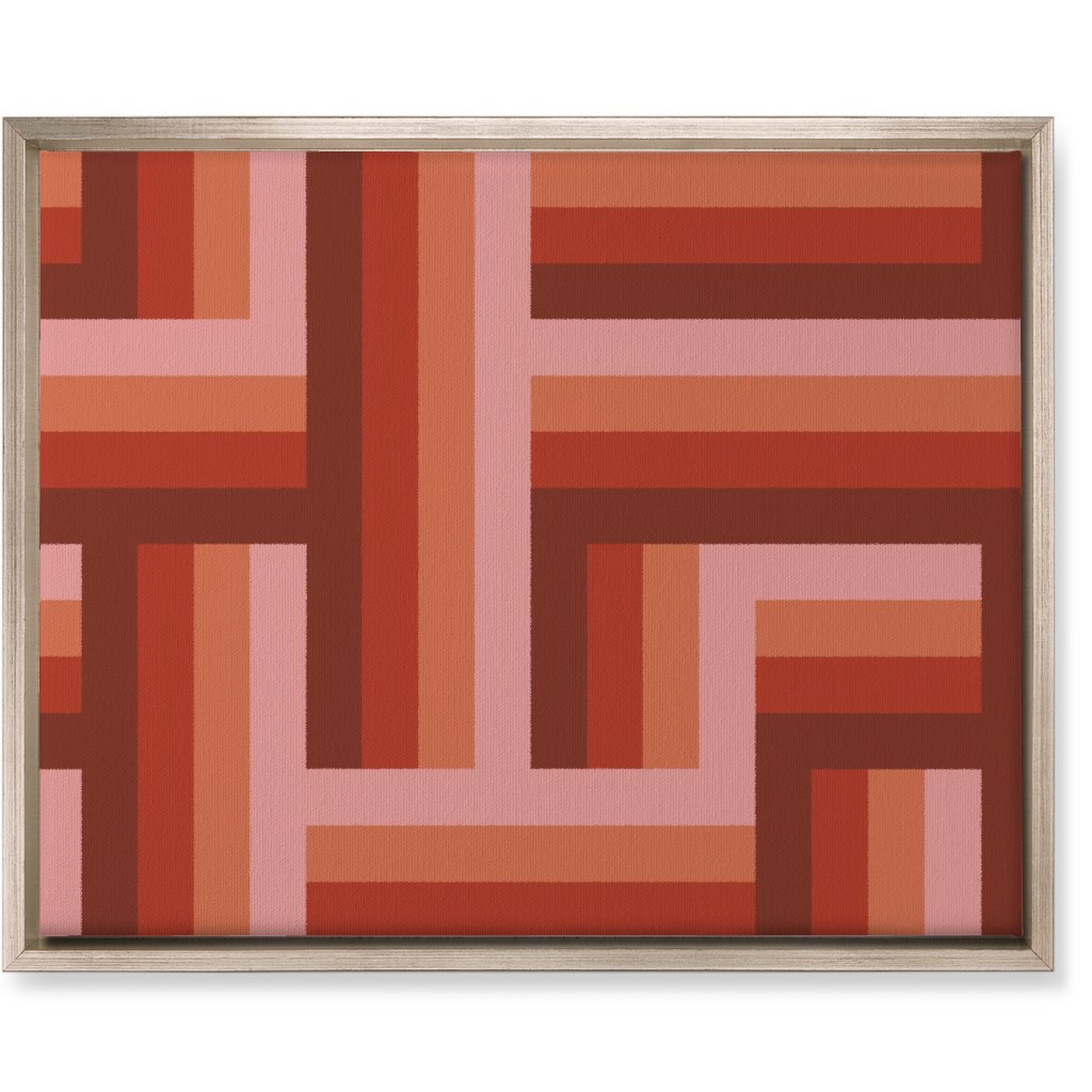 Retro Lattice - Mauve Multi Wall Art, Metallic, Single piece, Canvas, 16x20, Red