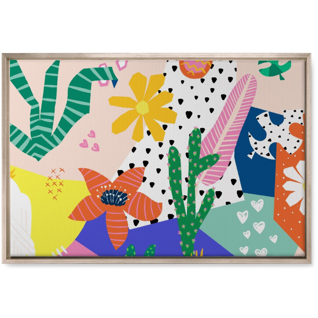 Tropical Birds Collage Wall Art, Metallic, Single piece, Canvas, 20x30, Multicolor