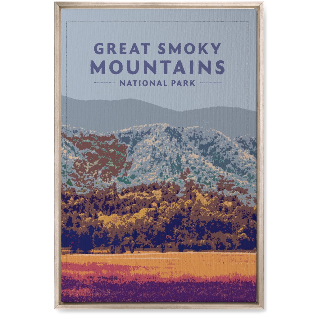 Great Smoky Mountains Wall Art, Metallic, Single piece, Canvas, 20x30, Blue, True Blue