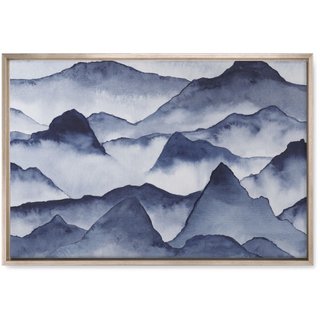 Watercolor Mountains - Blue Wall Art, Metallic, Single piece, Canvas, 20x30, Blue, True Blue