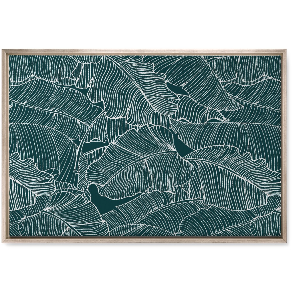 Banana Leaf - Teal Wall Art, Metallic, Single piece, Canvas, 20x30, Green