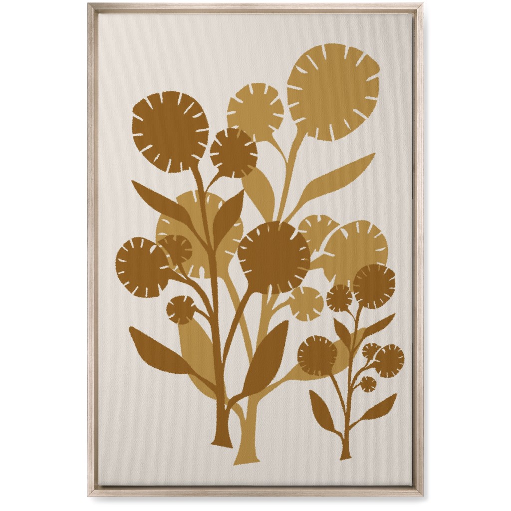 Abstract Flower Wall Art, Metallic, Single piece, Canvas, 20x30, Brown