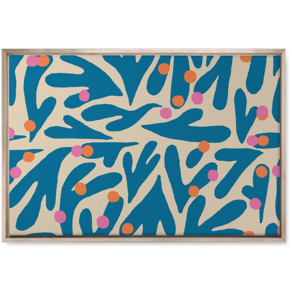 Funky Floral - Blue and White Wall Art, Metallic, Single piece, Canvas, 20x30, Blue, True Blue