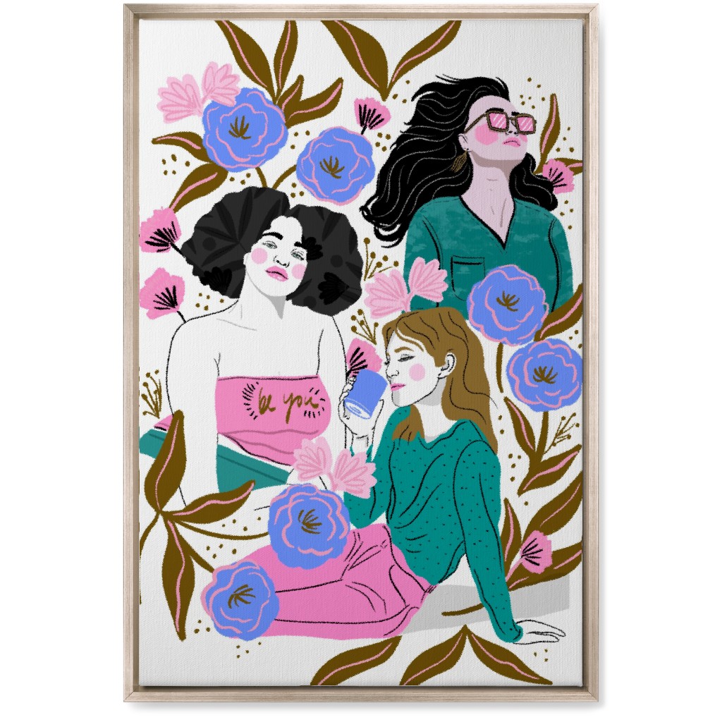 Be You - Portraits With Florals - Multi Wall Art, Metallic, Single piece, Canvas, 20x30, Multicolor