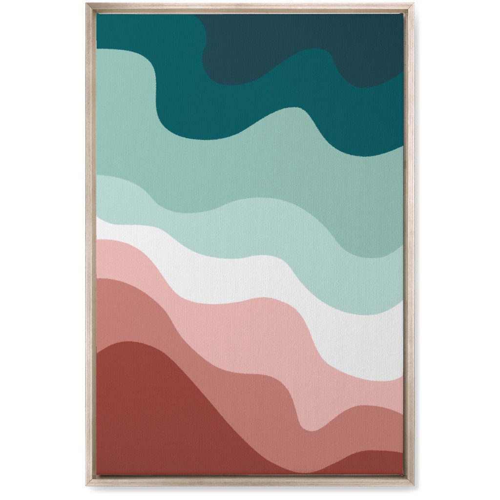 Retro Abstract Waves Wall Art, Metallic, Single piece, Canvas, 20x30, Multicolor