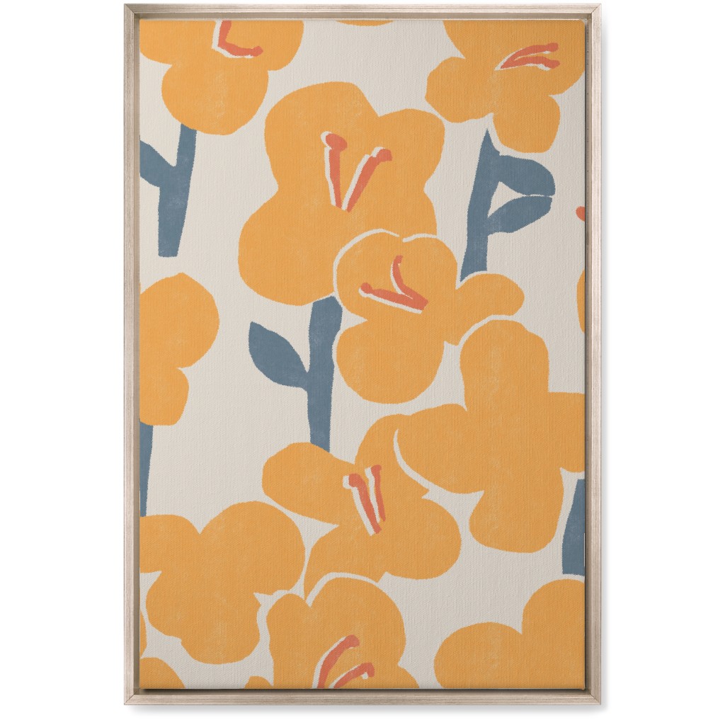 Field of Mod Flowers - Yellow Wall Art, Metallic, Single piece, Canvas, 20x30, Yellow, Classic Yellow