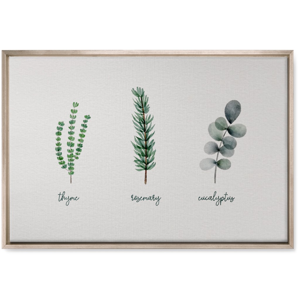 Watercolor Botanicals - Green Wall Art, Metallic, Single piece, Canvas, 20x30, Green