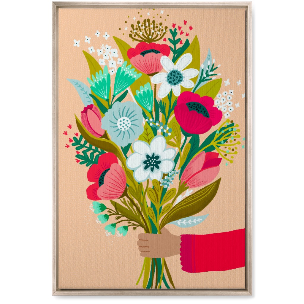 Happy Day Bunch - Multi on Pink Wall Art, Metallic, Single piece, Canvas, 20x30, Multicolor