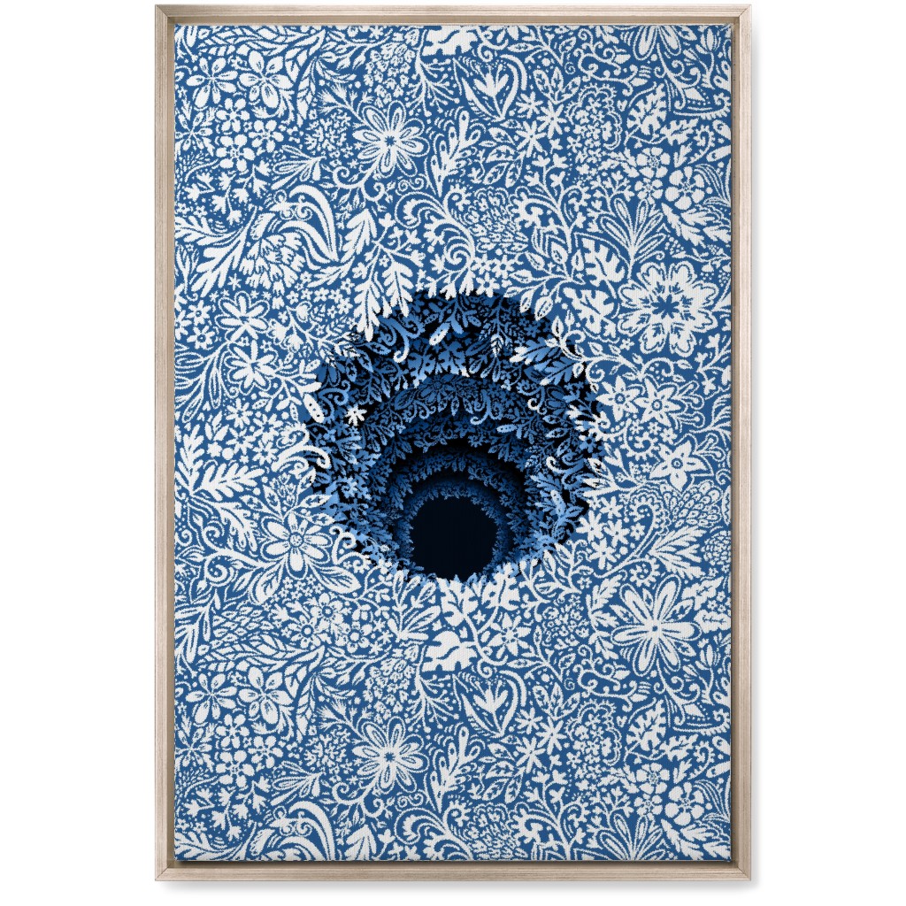 Deep Down Colorful Floral Abstract Wall Art, Metallic, Single piece, Canvas, 20x30, Blue, Mist