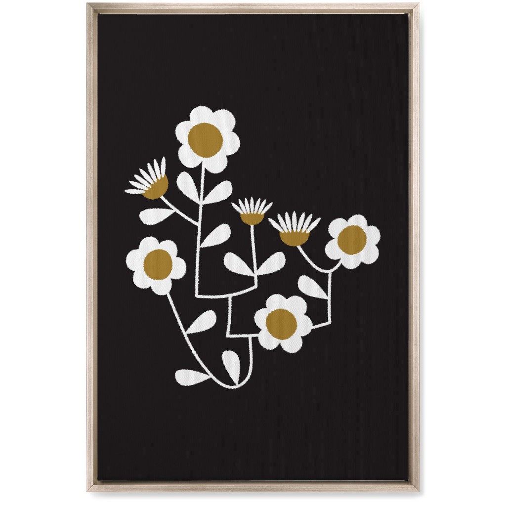 Mod Hanging Floral Wall Art, Metallic, Single piece, Canvas, 20x30, Black, Charcoal