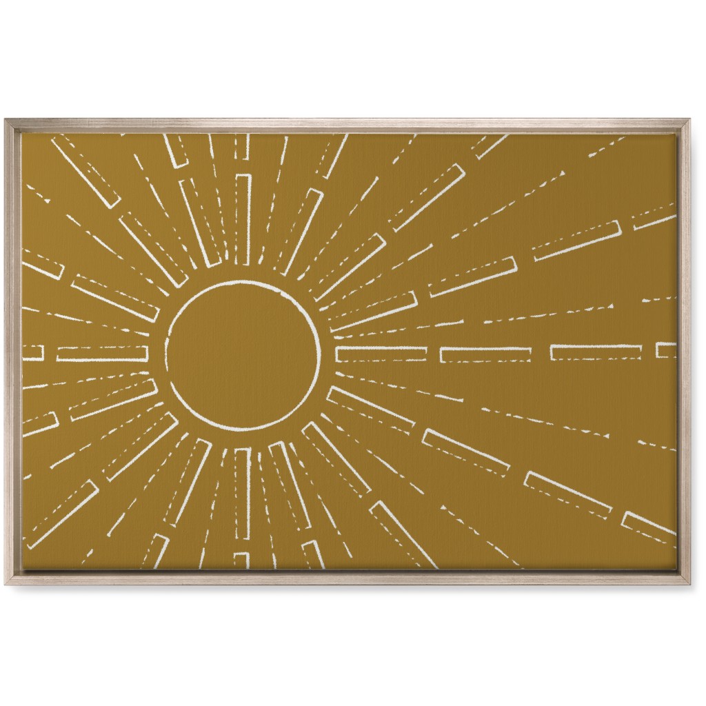 Midcentury Sunburst Wall Art, Metallic, Single piece, Canvas, 20x30, Yellow, Golden