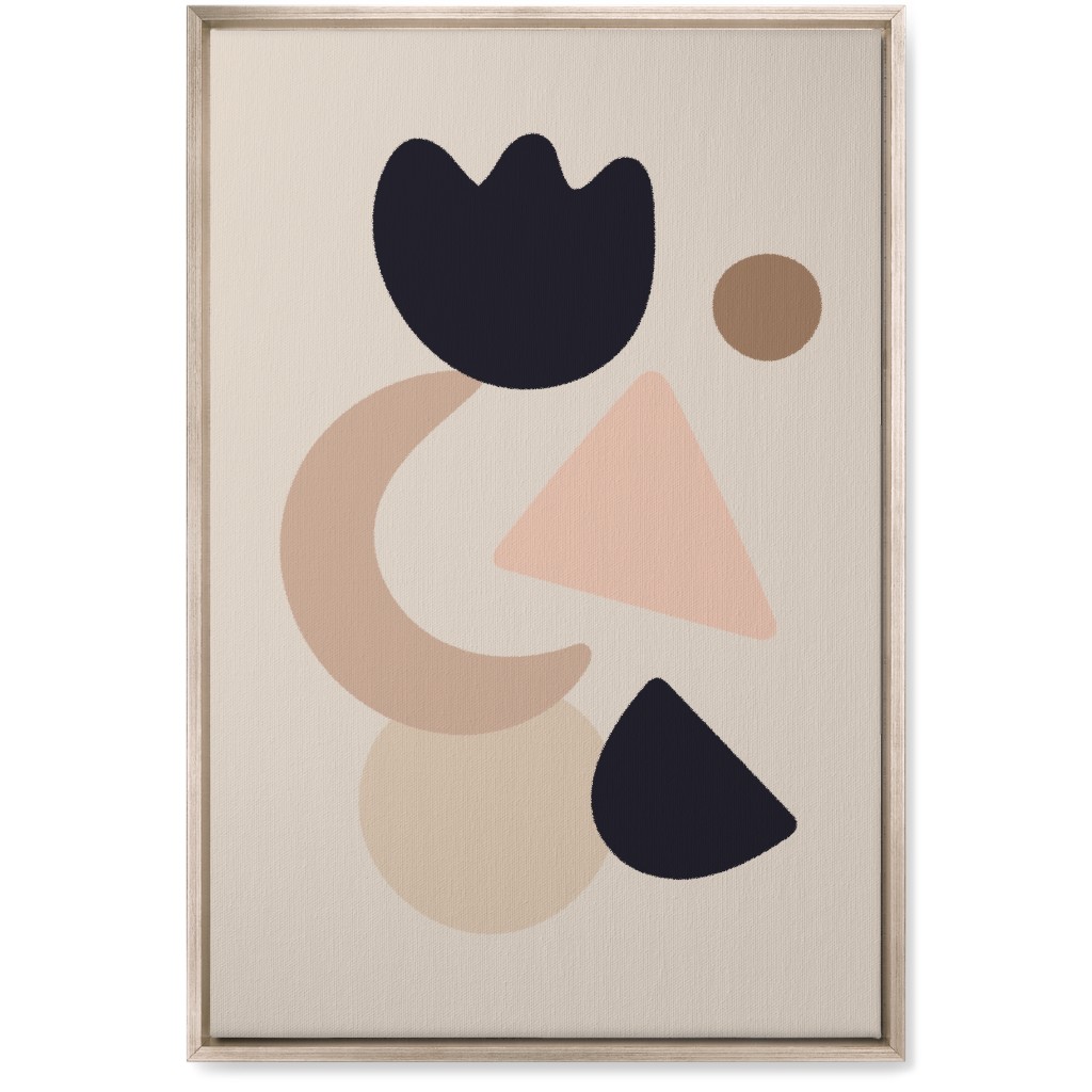 Abstract Shape Collage - Neutral Wall Art, Metallic, Single piece, Canvas, 20x30, Beige, Pearl