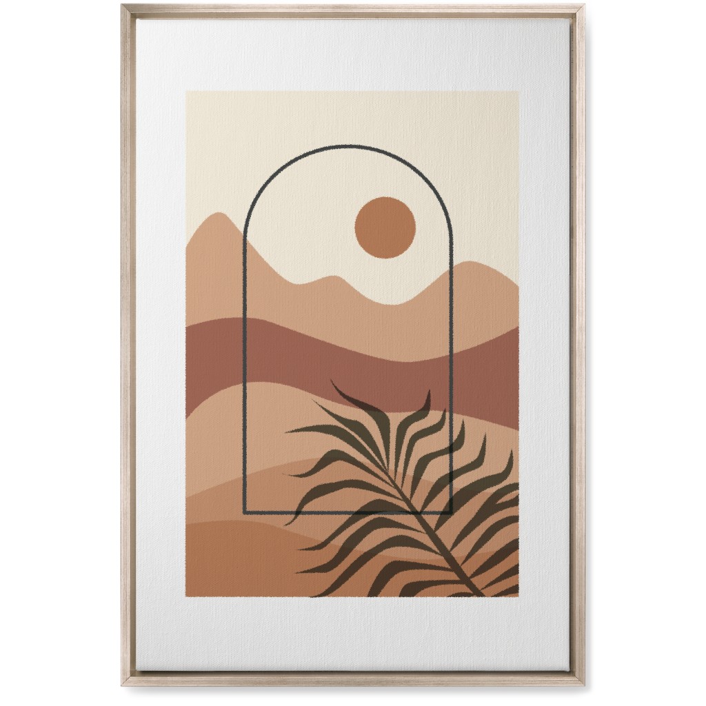 Floating Frame Abstract Mountain Landscape Wall Art, Metallic, Single piece, Canvas, 20x30, Multicolor
