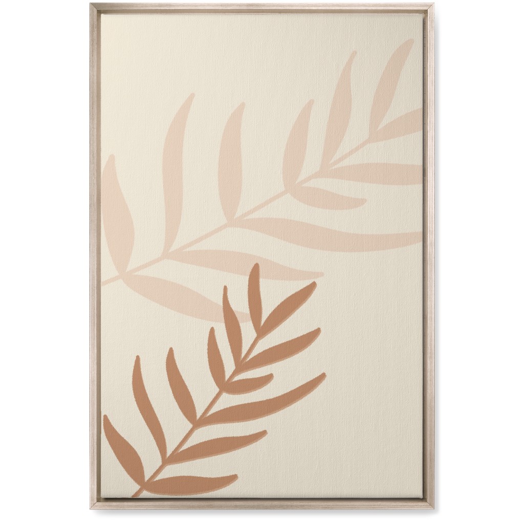 Fern Leaves in Neutral Earth Tones Wall Art, Metallic, Single piece, Canvas, 20x30, Beige, Cream