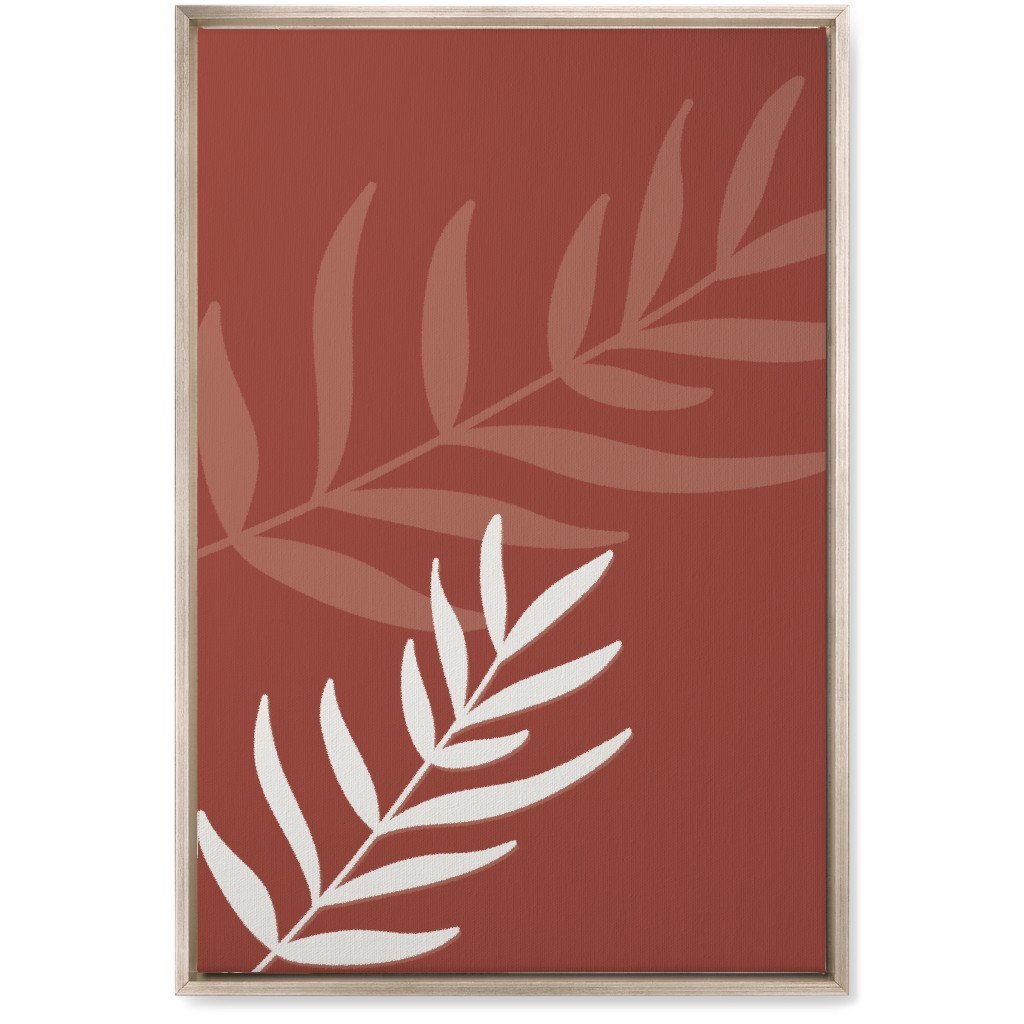 Fern Leaves in Neutral Earth Tones Wall Art, Metallic, Single piece, Canvas, 20x30, Red