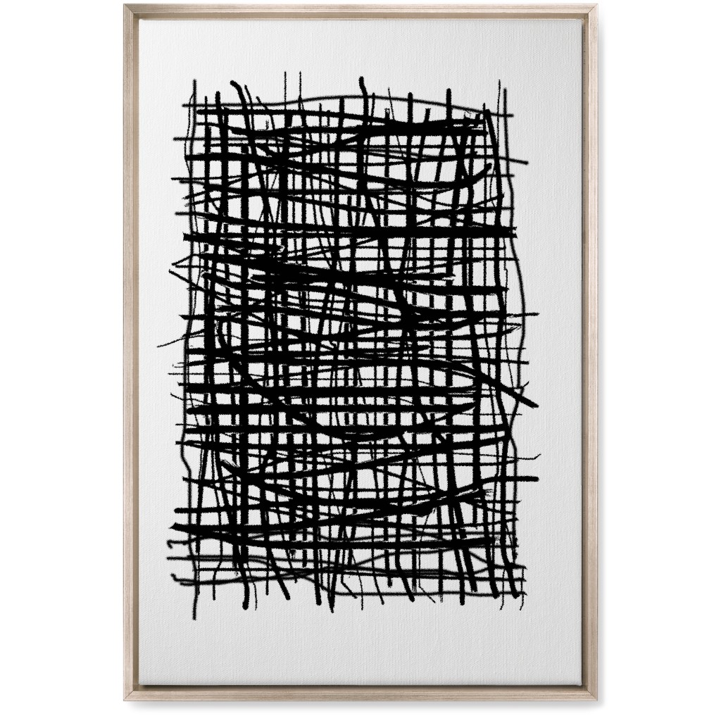 Woven Abstraction - Black on White Wall Art, Metallic, Single piece, Canvas, 20x30, Black, Black