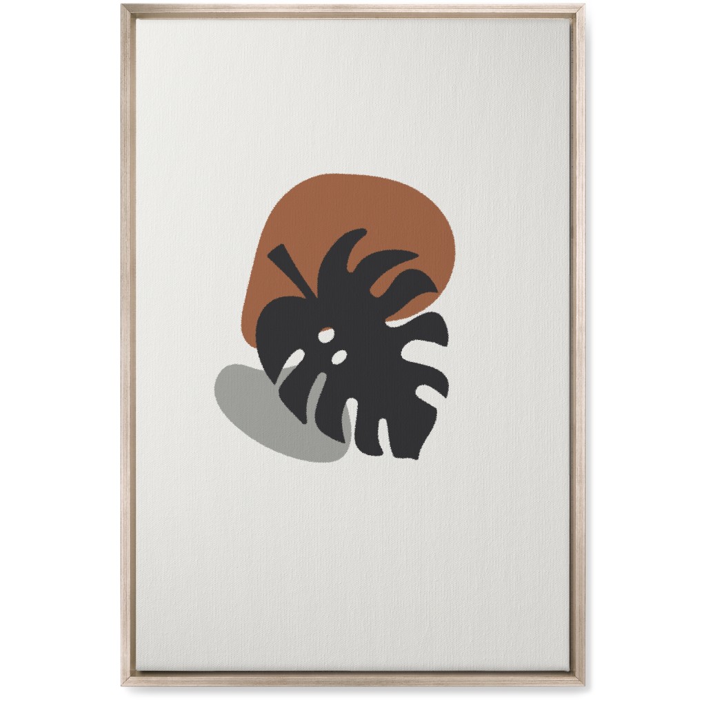 Shapes and Fern Leaf Ii Wall Art, Metallic, Single piece, Canvas, 20x30, Brown, Toast