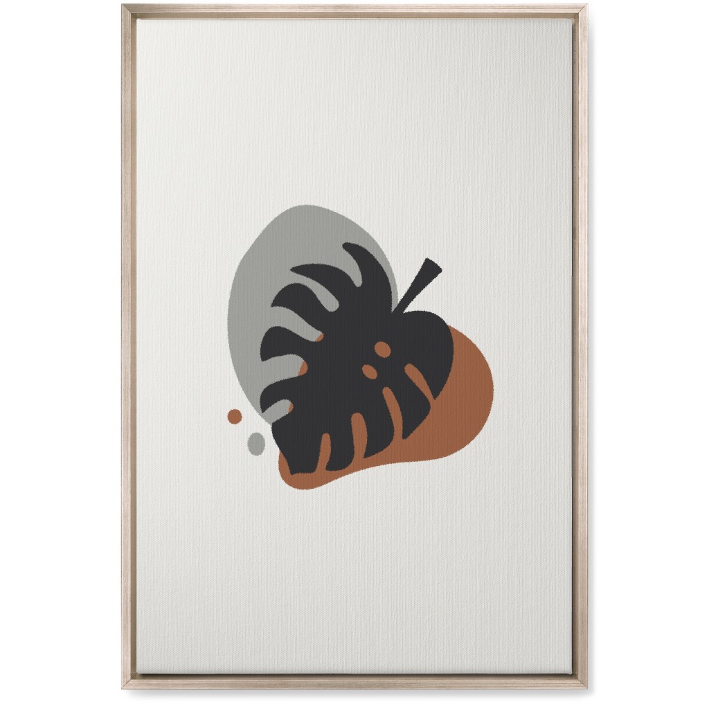 Shapes and Fern Leaf Iv Wall Art, Metallic, Single piece, Canvas, 20x30, Brown, Silver Lining
