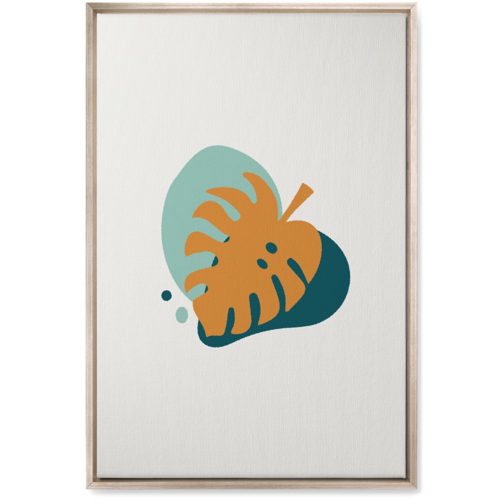 Shapes and Fern Leaf Iv Wall Art, Metallic, Single piece, Canvas, 20x30, Multicolor