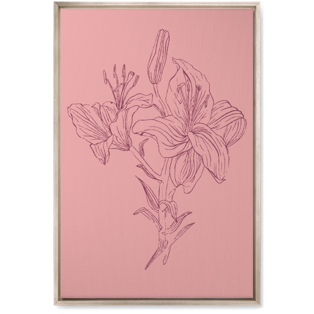 Lily - Pink Wall Art, Metallic, Single piece, Canvas, 20x30, Pink, Bright Pink