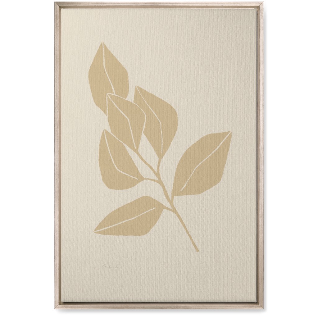 Botanical Ficus - Neutral Wall Art, Metallic, Single piece, Canvas, 20x30, Beige