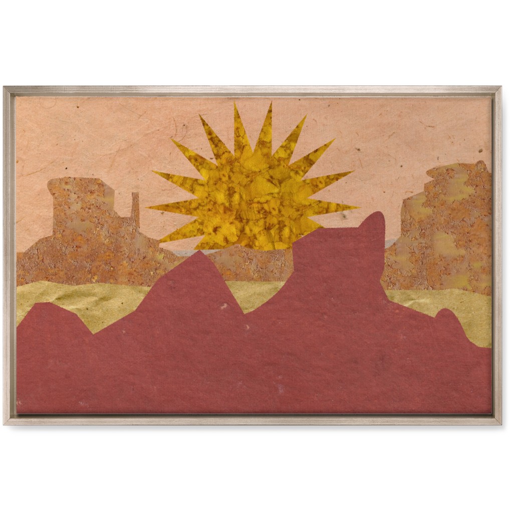 Textured Canyon Sunset - Warm Wall Art, Metallic, Single piece, Canvas, 20x30, Orange