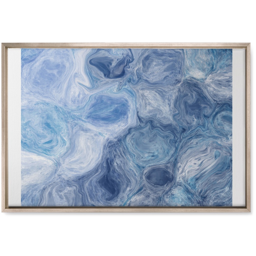 Abstract Acrylic Pour Ripple - Blue Wall Art, Metallic, Single piece, Canvas, 20x30, Blue