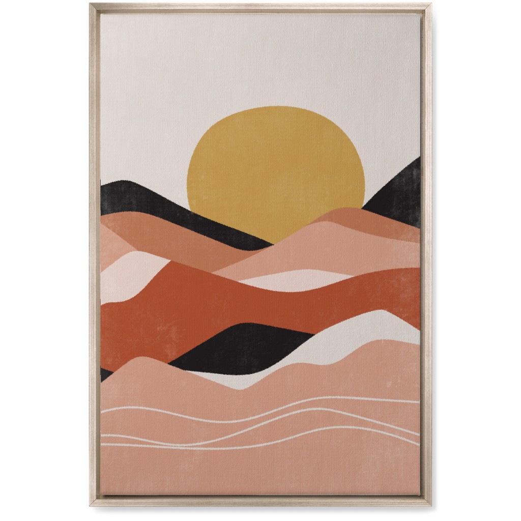 Earthen Hills - Terracotta Wall Art, Metallic, Single piece, Canvas, 20x30, Pink, Bright Pink