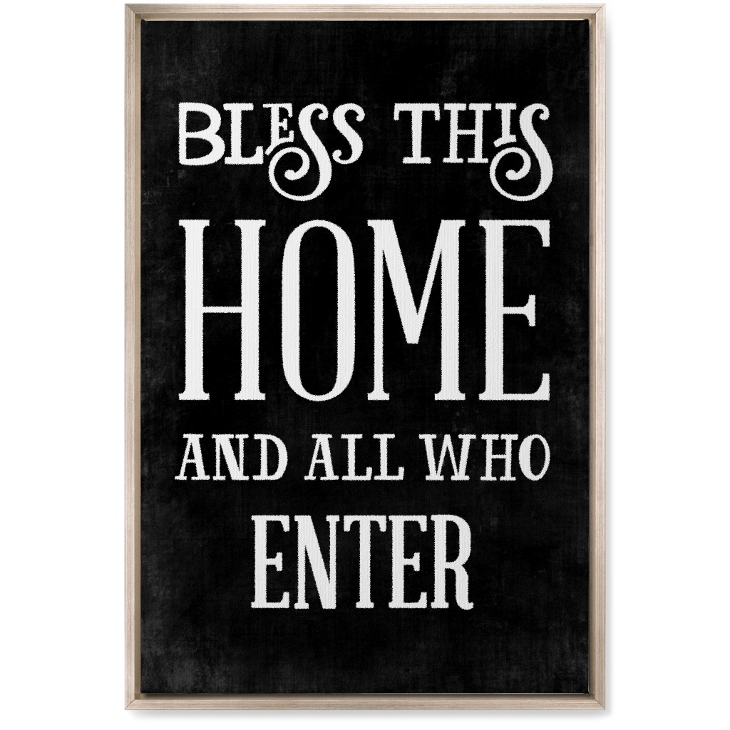 Bless This Home Wall Art, Metallic, Single piece, Canvas, 20x30, Black