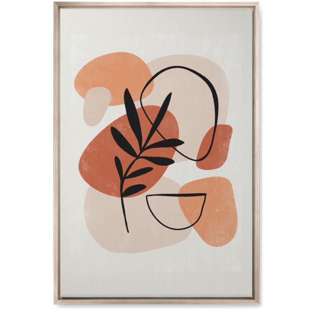 Abstract Frond - Terracotta and Ivory Wall Art, Metallic, Single piece, Canvas, 20x30, Beige, Pearl