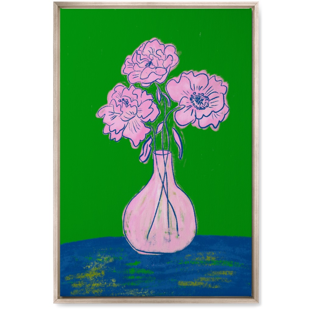 Party Florals - Multi Wall Art, Metallic, Single piece, Canvas, 20x30, Green
