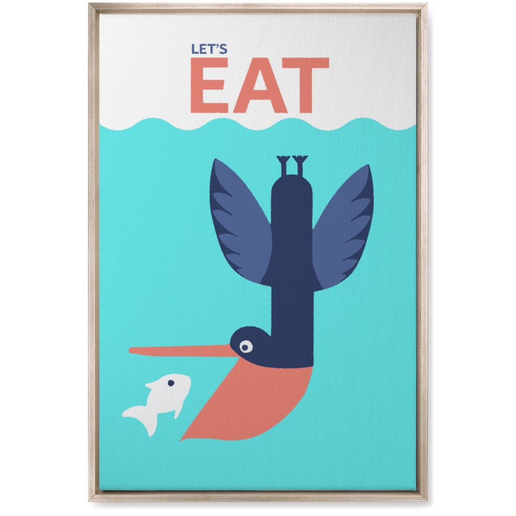 Let's Eat - Blue Wall Art, Metallic, Single piece, Canvas, 20x30, Blue, True Blue