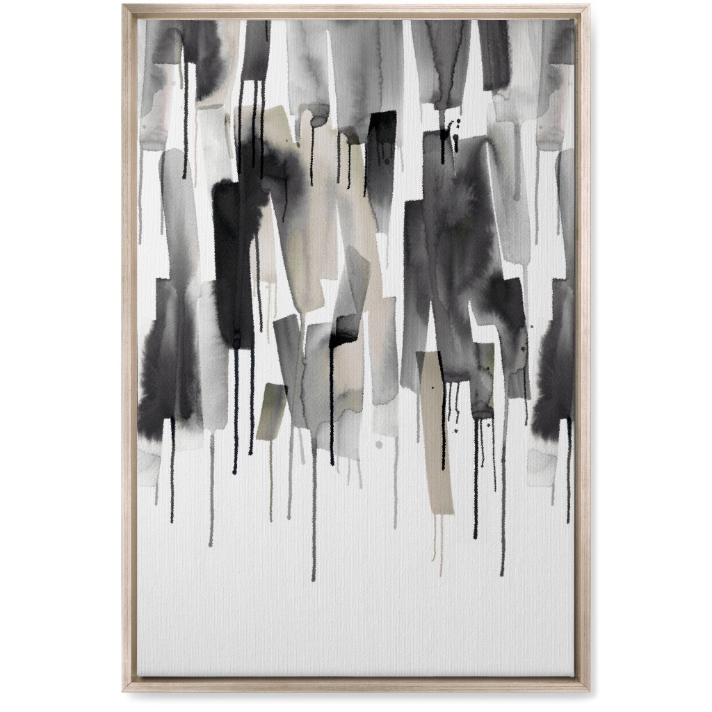 Watery Stripes Wall Art, Metallic, Single piece, Canvas, 20x30, Gray, Smoke