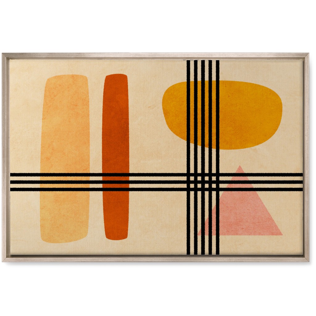 Criss-Cross Abstract Wall Art, Metallic, Single piece, Canvas, 20x30, Orange
