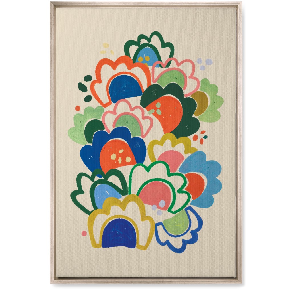 Wildflowers - Multi on Beige Bold Wall Art, Metallic, Single piece, Canvas, 20x30, Multicolor