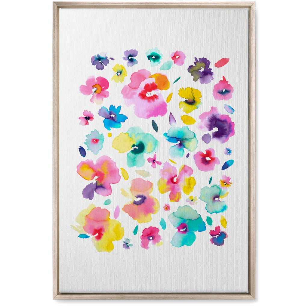 Watercolor Beautiful Flowers - Multi Wall Art, Metallic, Single piece, Canvas, 20x30, Multicolor