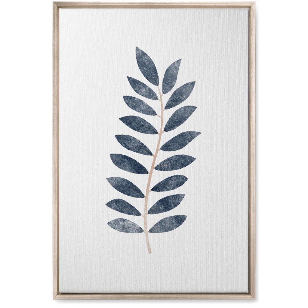 Botanical Leaf Iii Wall Art, Metallic, Single piece, Canvas, 20x30, Blue