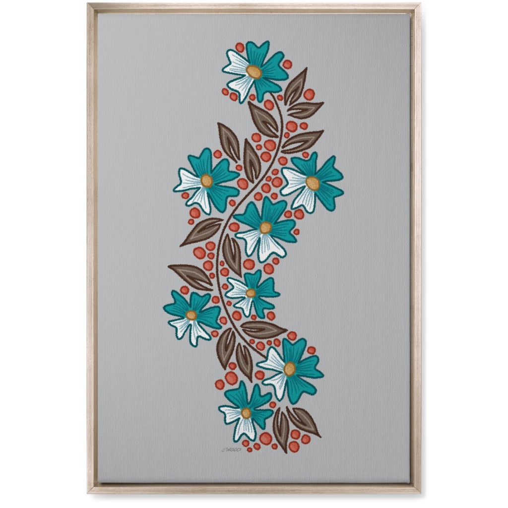 Floral Swish - Multi Wall Art, Metallic, Single piece, Canvas, 20x30, Gray